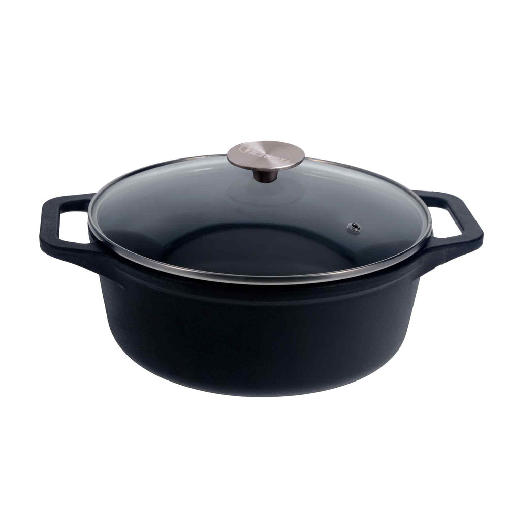 Olla dutch oven 3.8 L con tapa de vidrio – hierro fundido curado