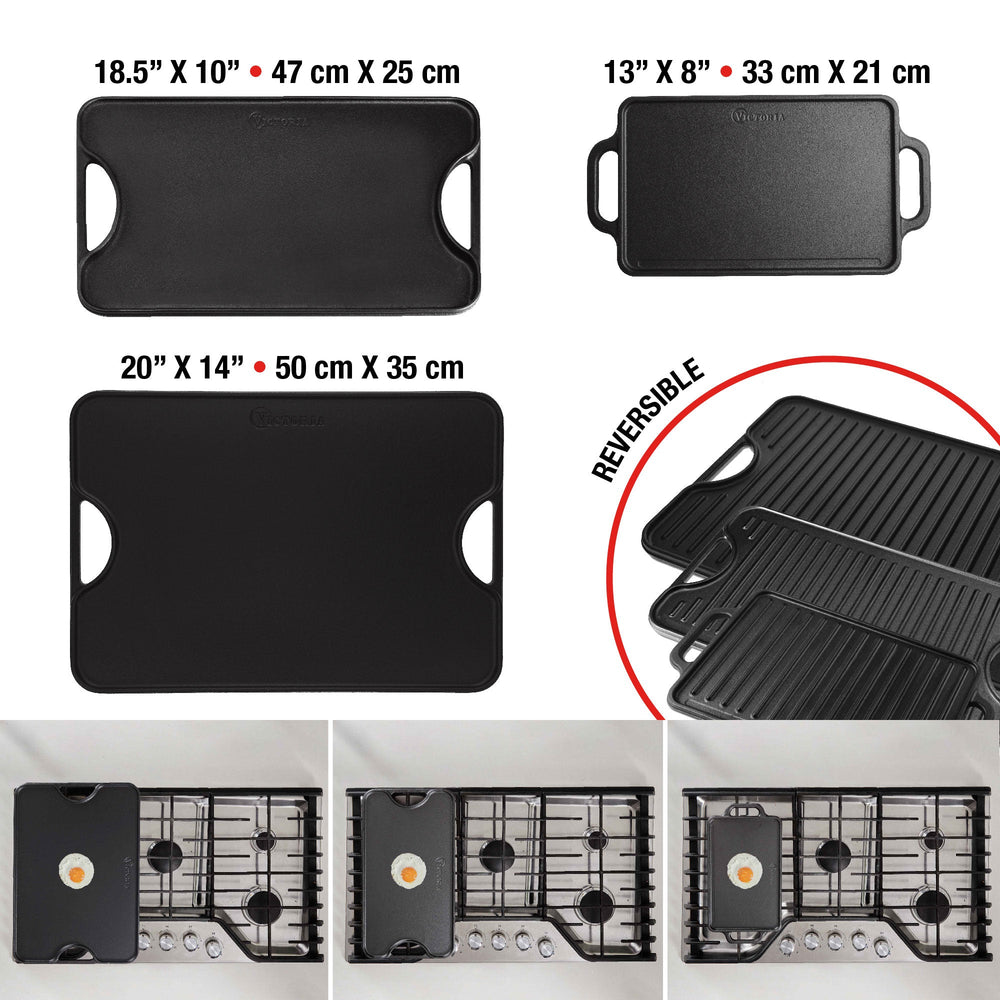 Plancha reversible 33 × 21 cm – hierro fundido