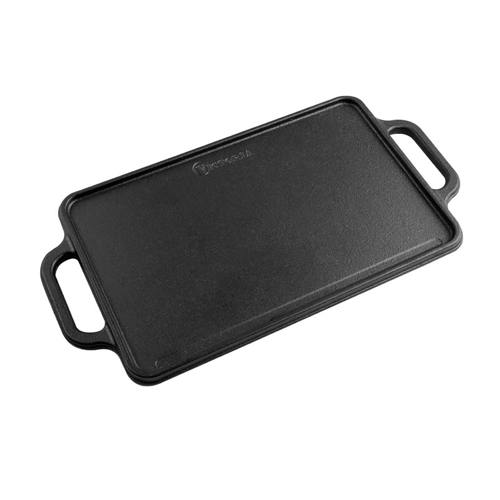 Kit plancha 33 × 21 cm + sartén 20 cm – hierro fundido curado