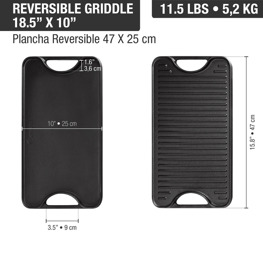 Plancha reversible 47 × 25 cm – hierro fundido esmaltado