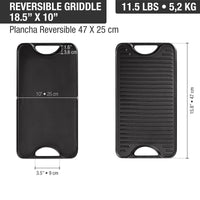 Plancha reversible 47 × 25 cm – hierro fundido esmaltado