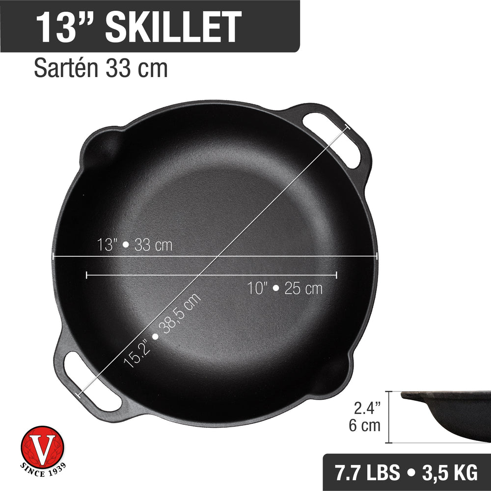 Sartén wok paellera 33 cm – hierro fundido esmaltado