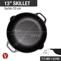 Sartén wok paellera 33 cm – hierro fundido esmaltado