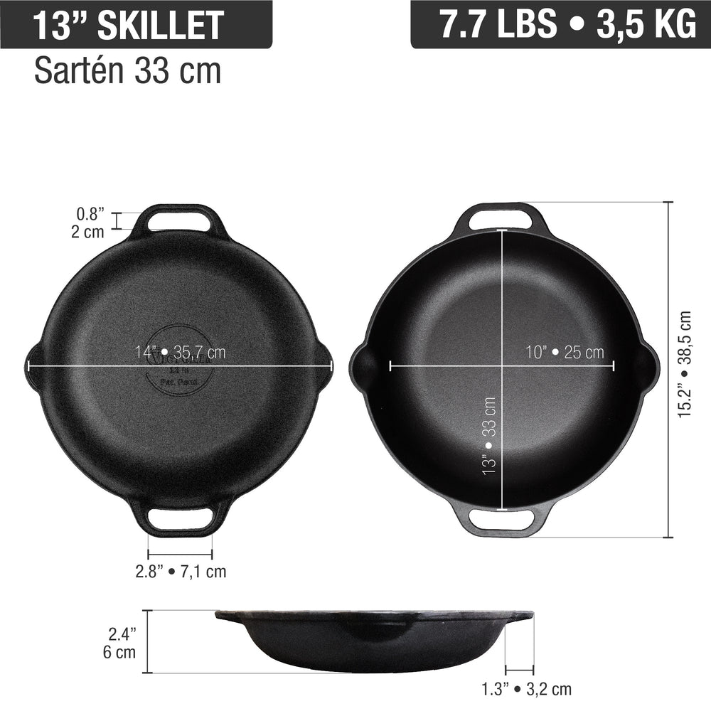 Sartén wok paellera 33 cm – hierro fundido esmaltado
