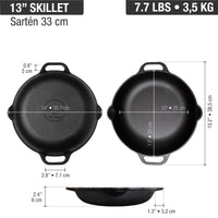 Sartén wok paellera 33 cm – hierro fundido esmaltado