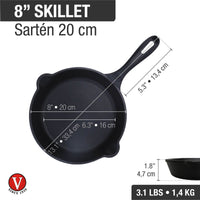 Kit 3 sartenes 16.5, 20 y 25 cm – hierro fundido