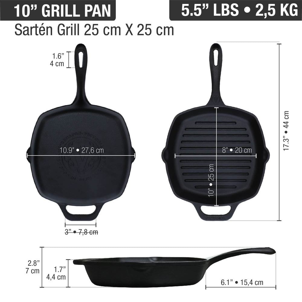 Sartén grill 25 × 25 cm – hierro fundido esmaltado
