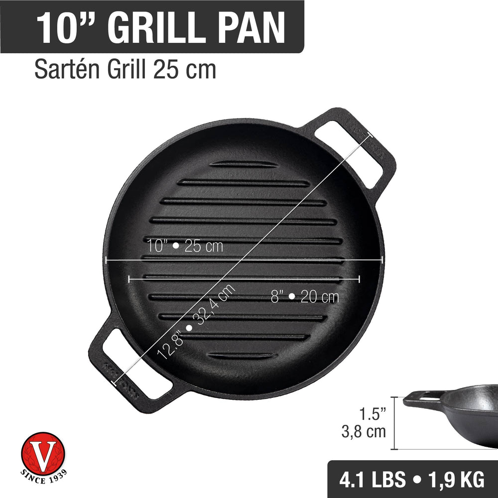 Sartén doble asa grill 25 cm – hierro fundido esmaltado