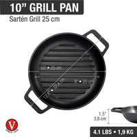Sartén doble asa grill 25 cm – hierro fundido esmaltado