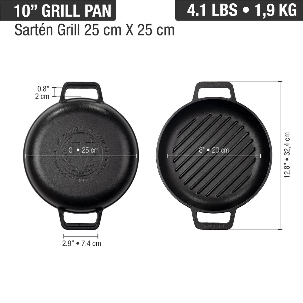 Sartén doble asa grill 25 cm – hierro fundido esmaltado