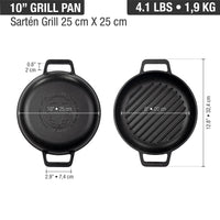 Sartén doble asa grill 25 cm – hierro fundido esmaltado