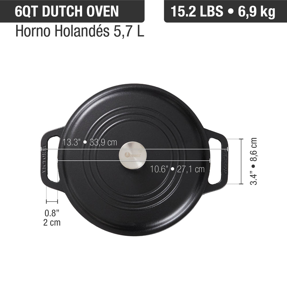 Olla dutch oven 5.7 L – hierro fundido esmaltado + malla limpiadora