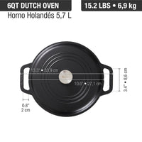 Olla dutch oven 5.7 L – hierro fundido esmaltado + malla limpiadora