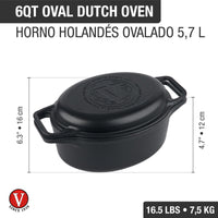 Olla dutch oven ovalado 5.7 L – hierro fundido esmaltado