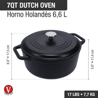Olla dutch oven 6.6 L – hierro fundido esmaltado