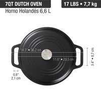 Olla dutch oven 6.6 L – hierro fundido esmaltado