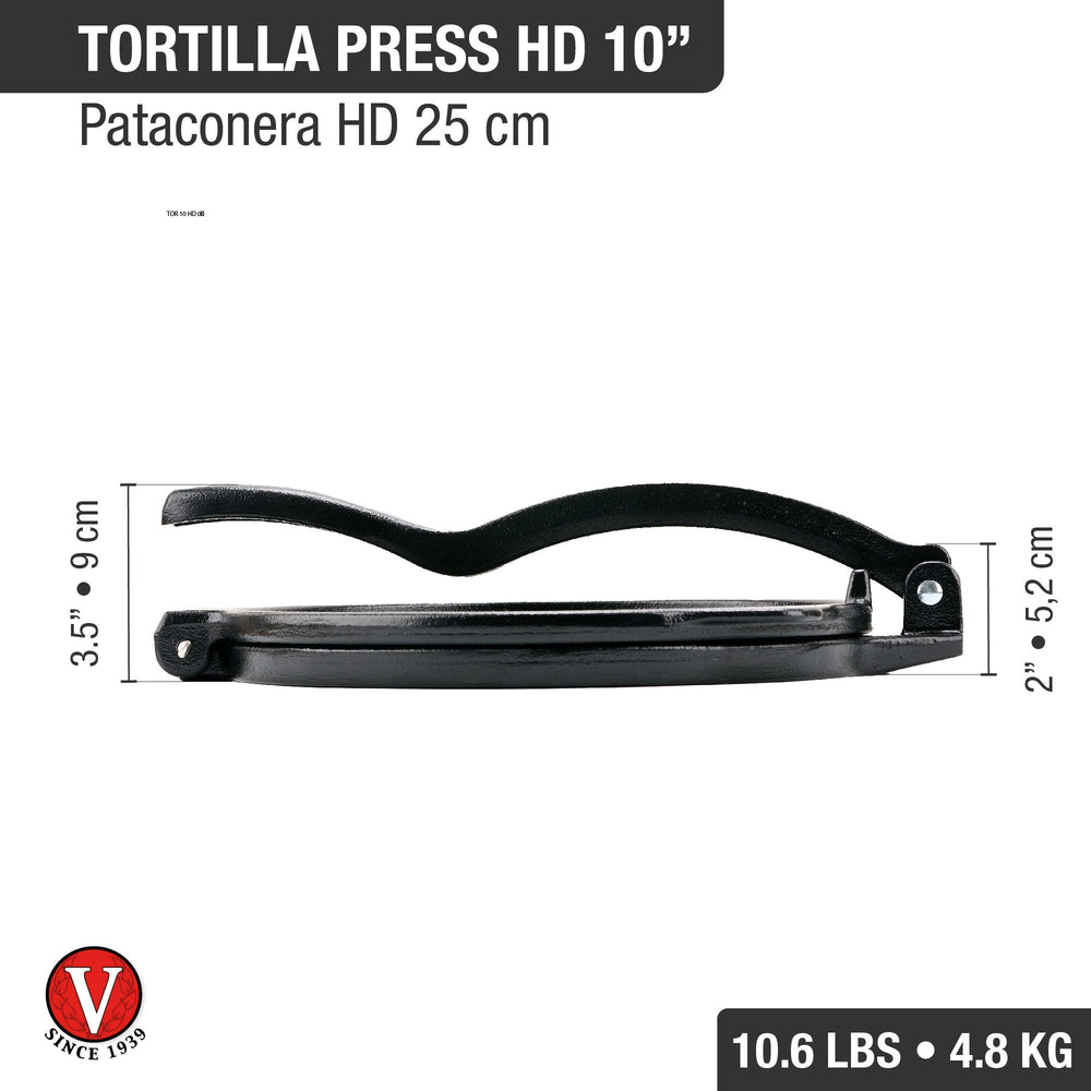 Tortilladora Heavy Duty 25 cm – hierro fundido curado