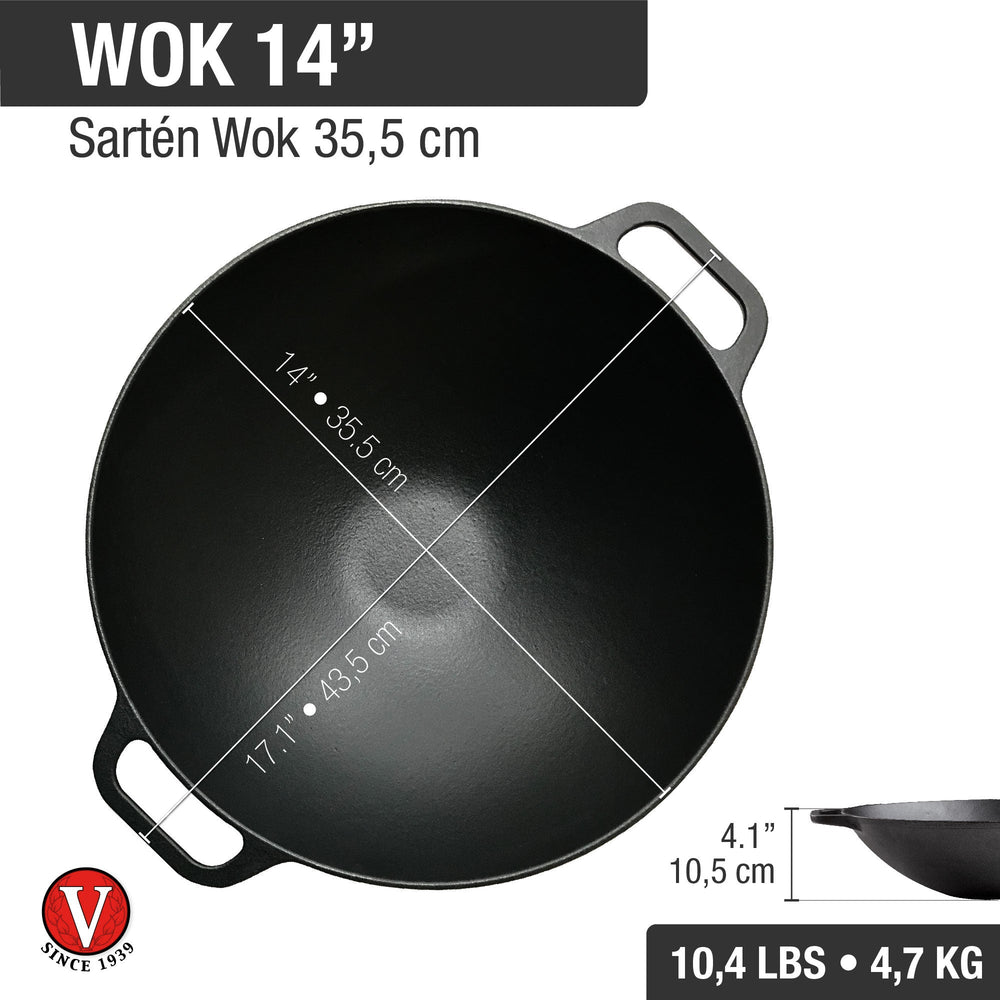Sartén wok 35.5 cm – hierro fundido esmaltado