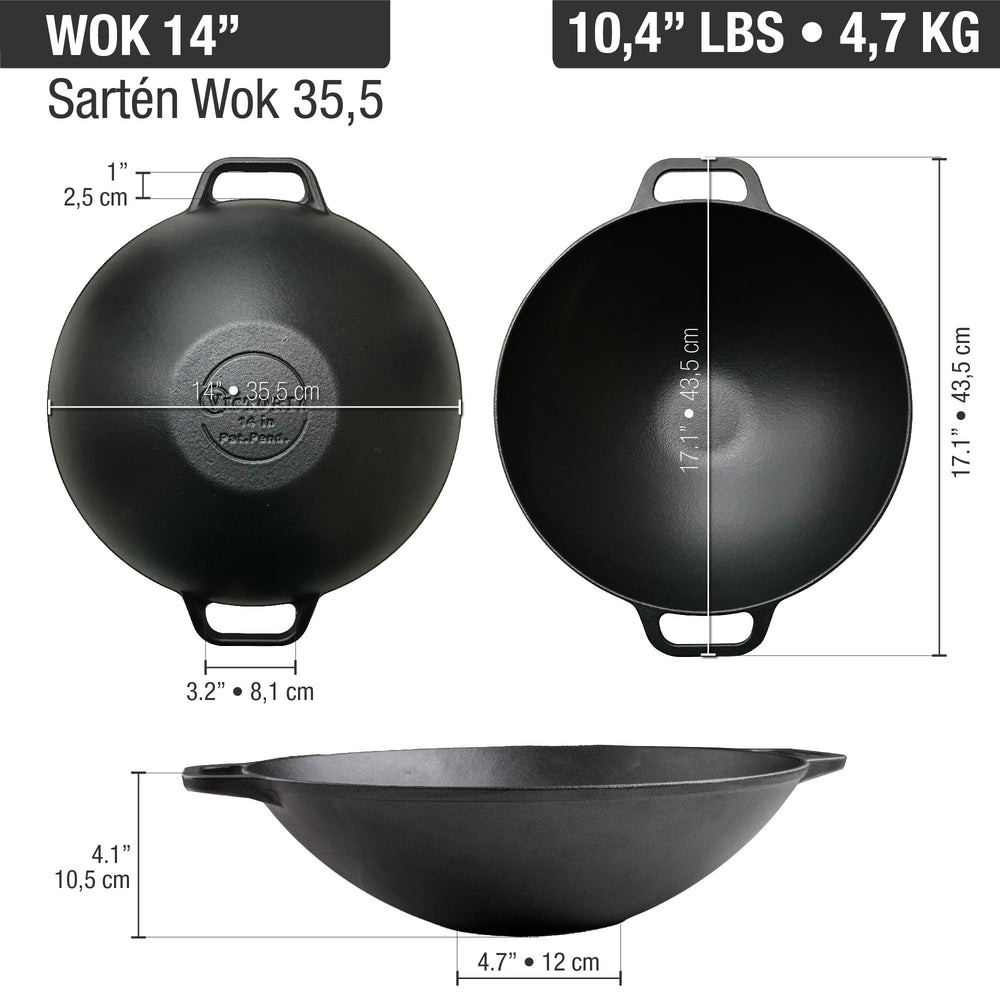 Sartén wok 35.5 cm – hierro fundido esmaltado