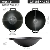 Sartén wok 35.5 cm – hierro fundido esmaltado