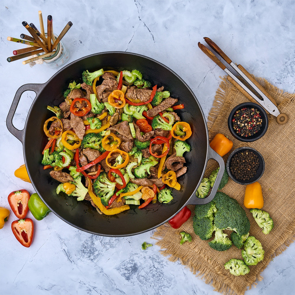 Sartén wok 35.5 cm – hierro fundido esmaltado