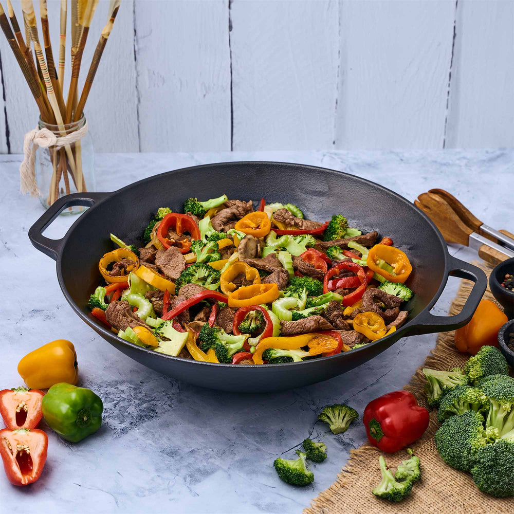 Sartén wok 35.5 cm – hierro fundido esmaltado