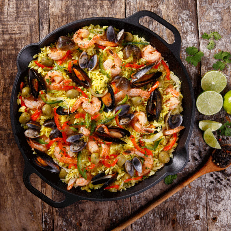 Sartén wok paellera 33 cm – hierro fundido esmaltado